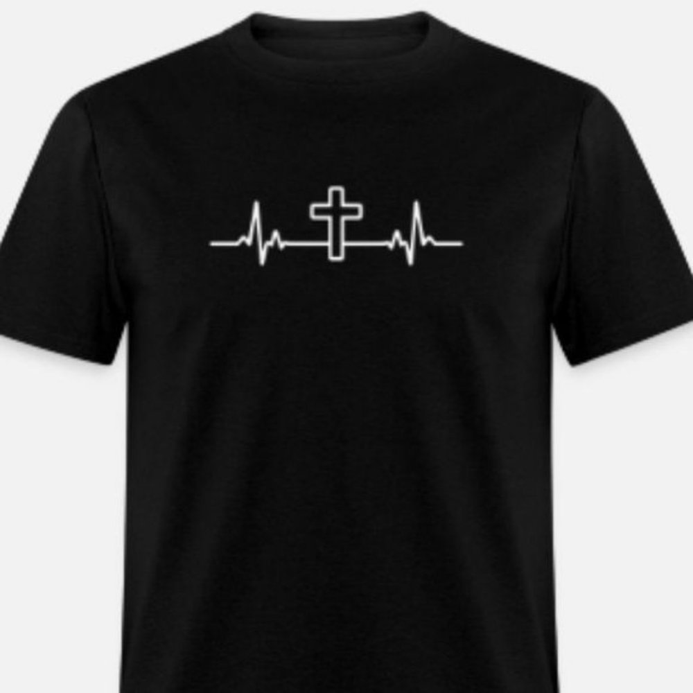 Heartbeat Line Christian Cross